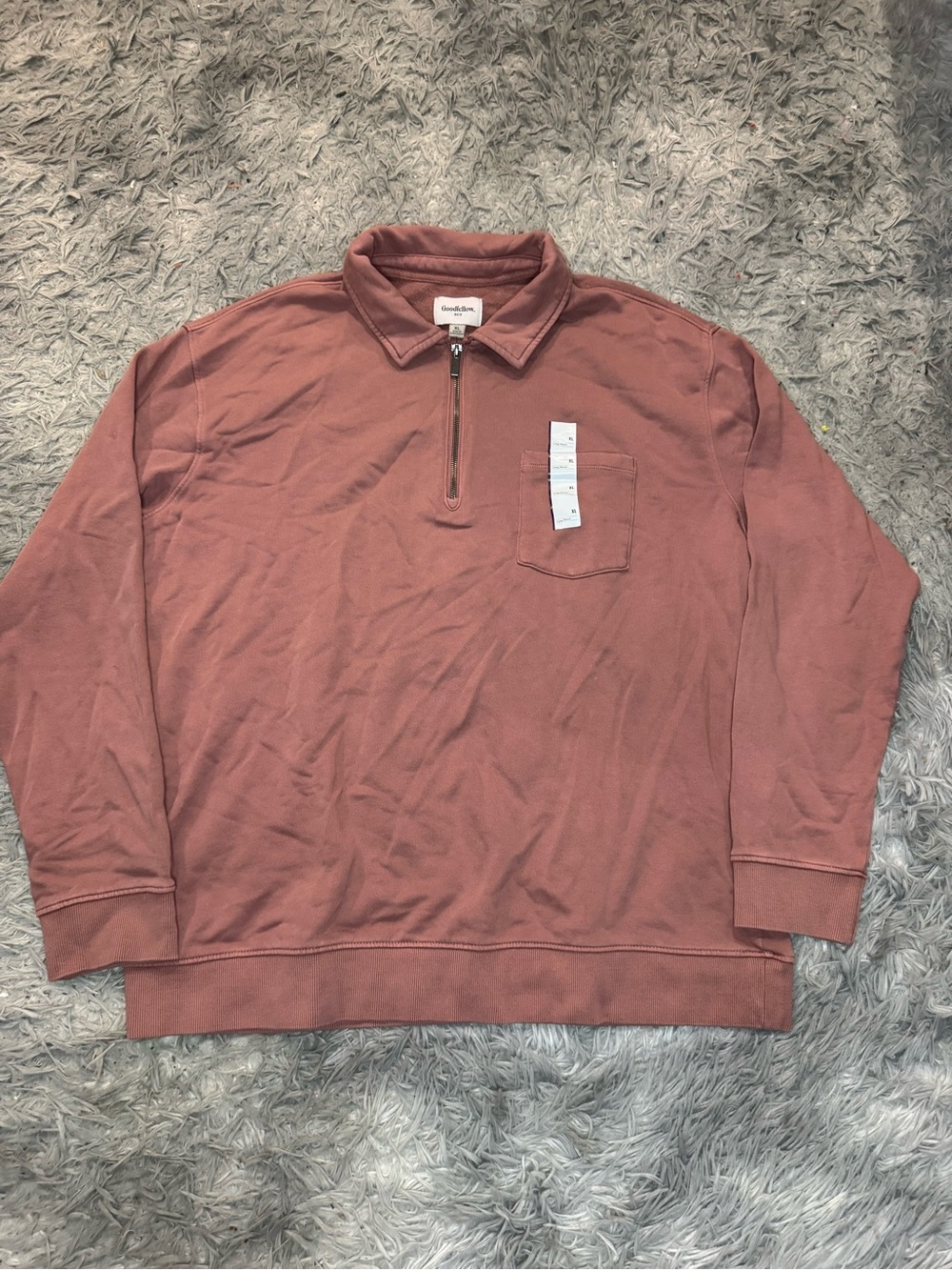 Goodfellow & Co Men’s Vintage Quarter Zip Sweater - Berry Pink Extra Large NWT